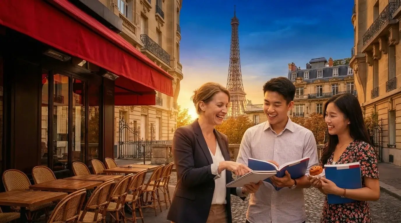 Interactive French Classes for Kids – Where Learning Meets Fun! A group of children engaged in a fun and interactive French storytime session with a teacher at Interactive French in Hong Kong.