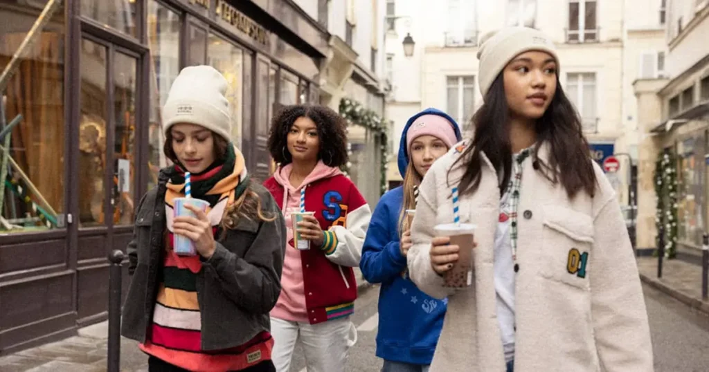 Diverse group of students or teenagers walking, symbolizing student life or academic aspirations.