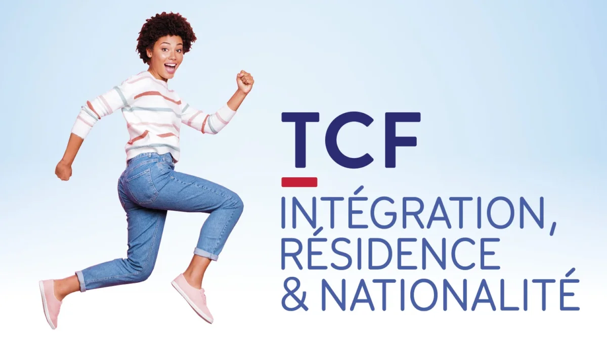 Happy woman jumping for joy after passing her TCF French exam