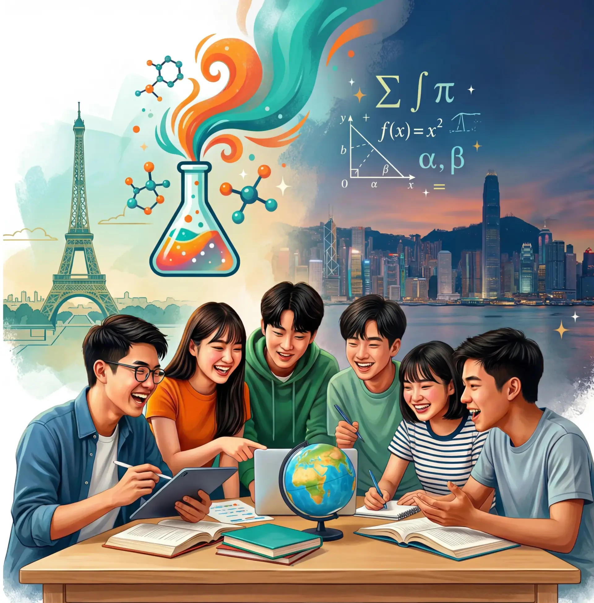 A group of children engaged in a fun and interactive French storytime session with a teacher at Interactive French in Hong Kong.